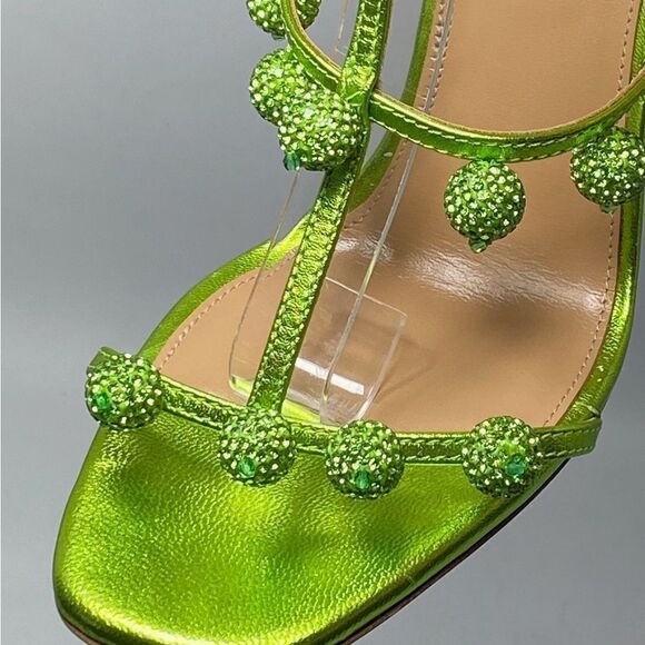 Aquazzura Cha Cha Cha Metallic Leather Sandals size 39 - Picture 5 of 14